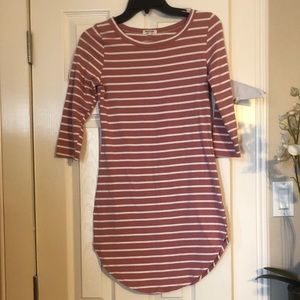 Striped dusty rose Tshirt dress